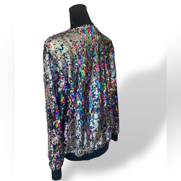CRESAY Multi Colored Sequined Bomber Jacket Size X-Large Black NWT Hollywood!! - Picture 11 of 14